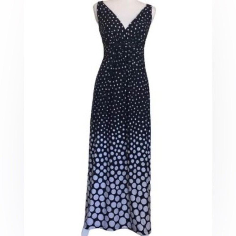 Metaphor black and white falling polka dots maxi dress size small - Picture 2 of 6